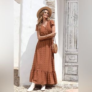 NWT PrettyGarden Boho Swiss Dot Maxi Dress
